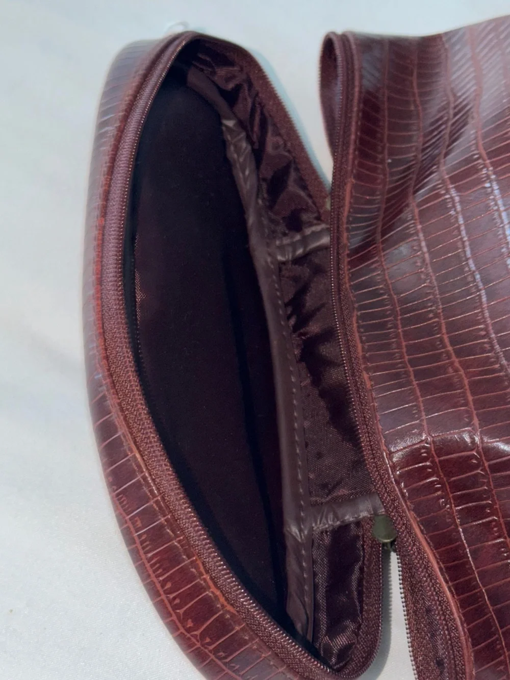Lancome  Croc-Embossed Makeup/ToiletryBag - Burgundy